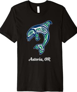 Blue Green Native American Astoria OR Orca Killer Whale Premium T-Shirt