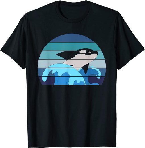 Retro Orca Waves Sea Animal Ocean Diving Gift Killer Whale T-Shirt