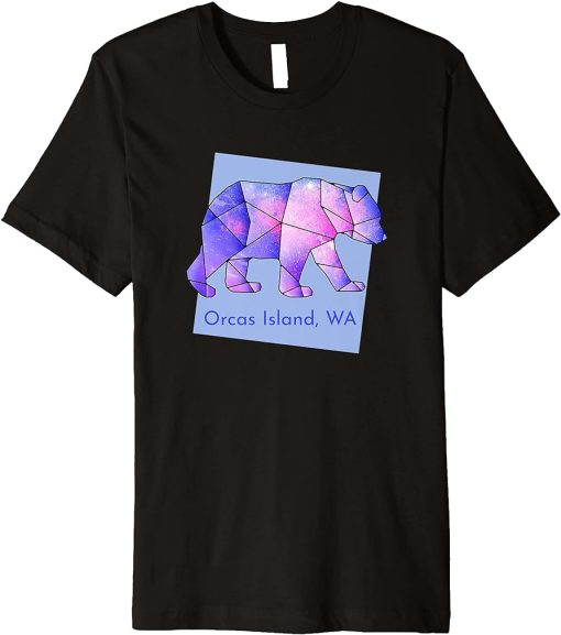 Orcas Island Galaxy Bear Abstract Geometrical Animal Stars Premium T-Shirt