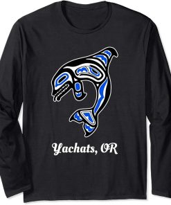 Blue Native American Yachats OR Tribal Orca Killer Whale Long Sleeve T-Shirt