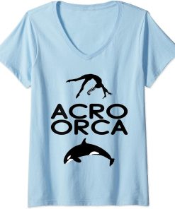 Womens Acro Orca Funny V-Neck T-Shirt