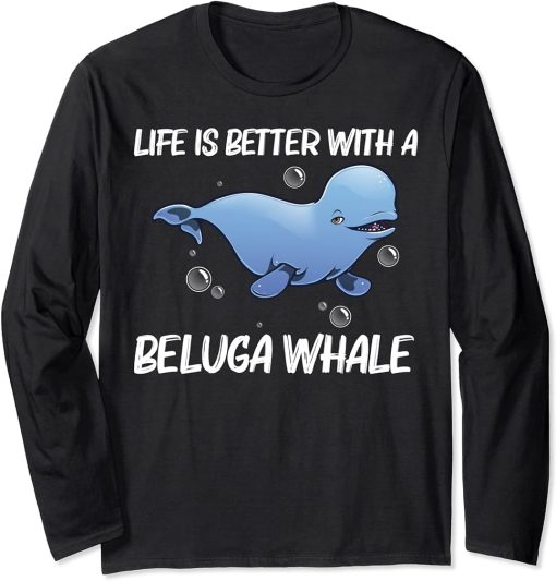 Cool Beluga Whale For Men Women Orca Whales Save The Ocean Long Sleeve T-Shirt