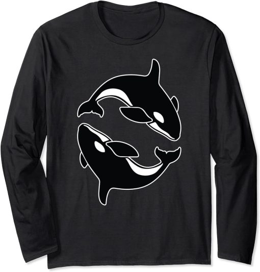 Orca Whale Design Long Sleeve T-Shirt