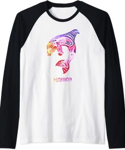 Tribal Hawaii Orca Killer Whale Indigenous Native Raglan Baseball Tee